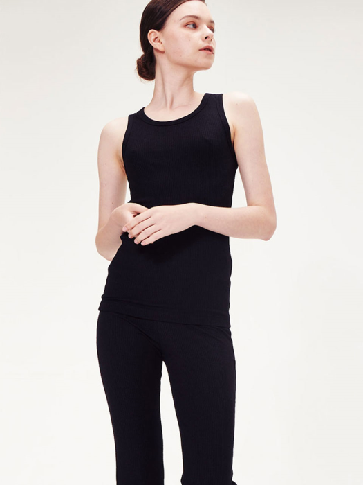 RIBBED COTTON MODAL BLEND TANK_BLACK