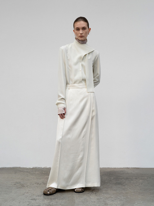 21FW LONG SILKY SKIRT - IVORY