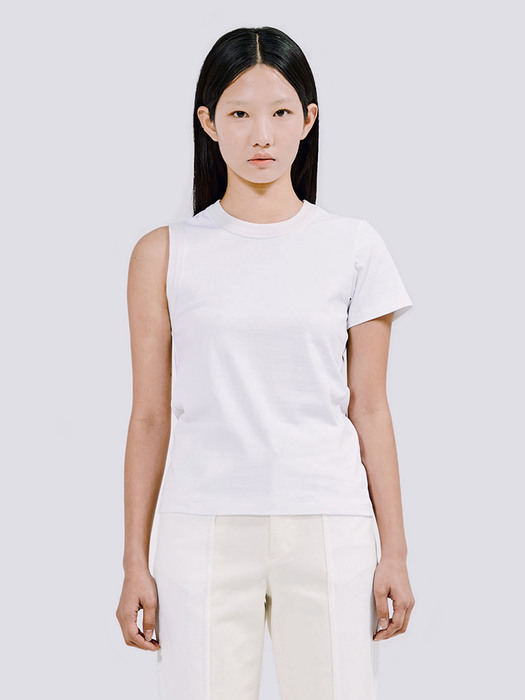 Unbalanced cut-out t-shirt white