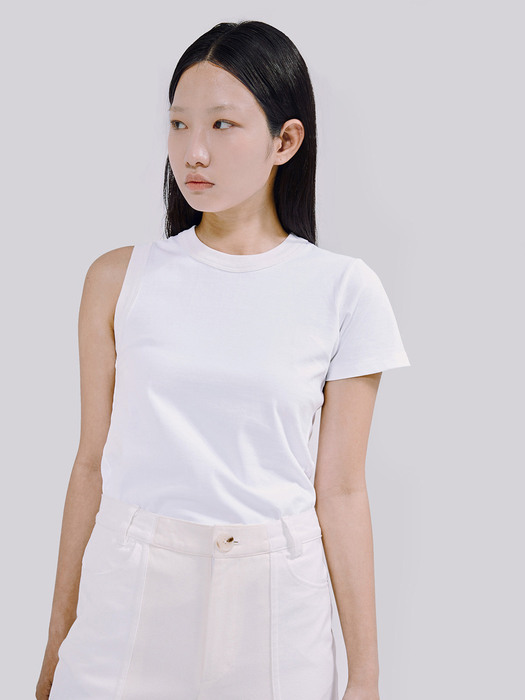 Unbalanced cut-out t-shirt white