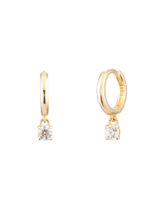 Round Brilliant 4 Prong `drop` Earrings (14K Gold)  #P10