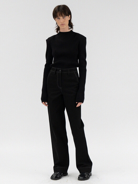 half-neck golgi knit	(black)