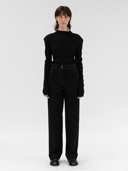 half-neck golgi knit	(black)