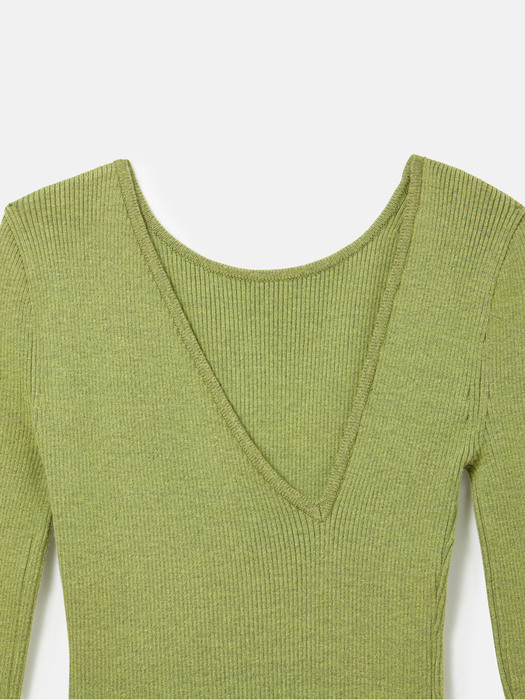 BACK CUTTING SLIM KNIT LIME GREEN