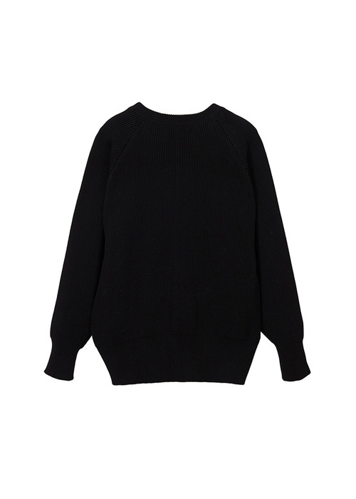 COTTON KNIT CARDIGAN / BLACK