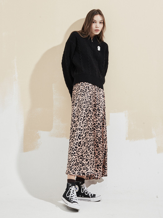 Leopard Long Skirt Pink