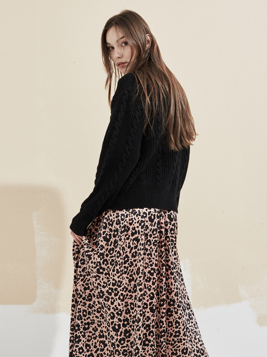Leopard Long Skirt Pink