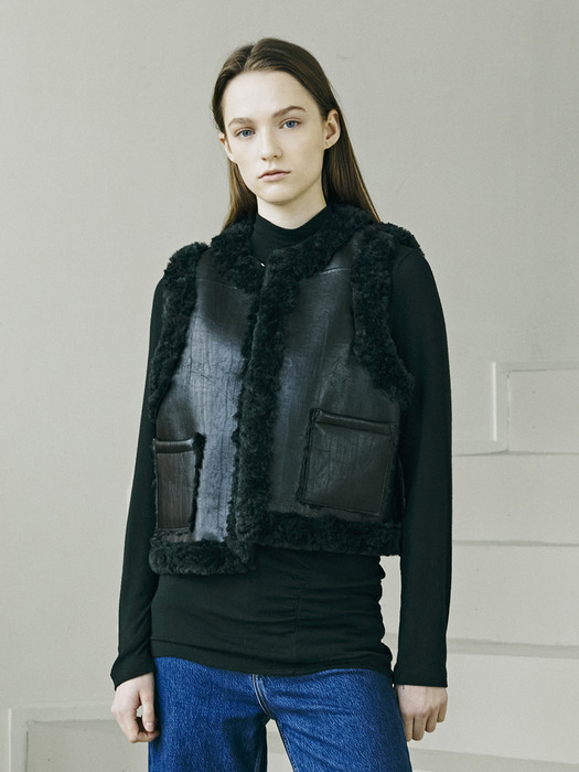 Eco Fur Mustang Reversible Vest - Black