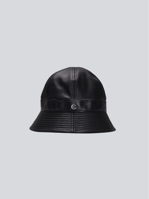 c-logo bucket hat (leather)_black
