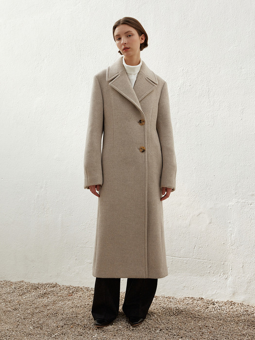 TOW CASHMERE WIDE COLLAR PUFFER COAT OATMEAL