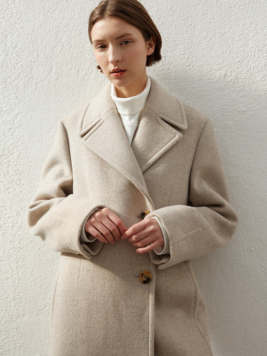 TOW CASHMERE WIDE COLLAR PUFFER COAT OATMEAL