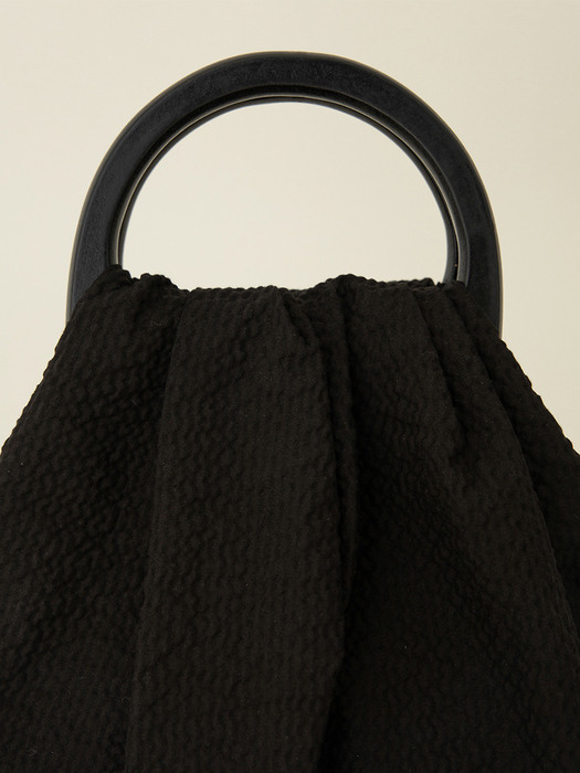 Wood Handle Mini Tote Black