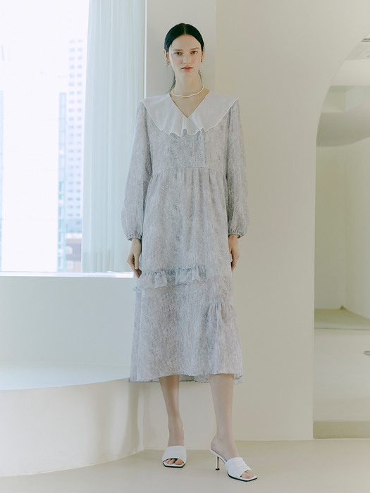 Double-breasted Collar Dress, Light Grey