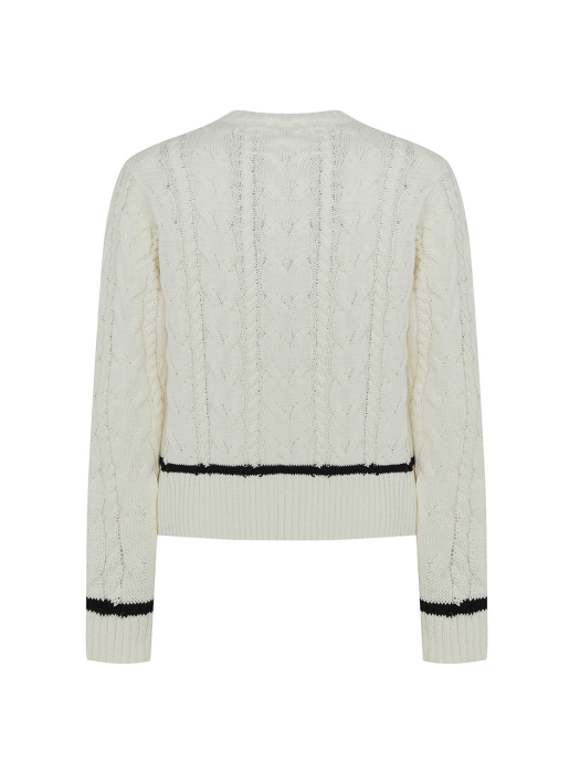 Cotton cable cardigan-Ivory