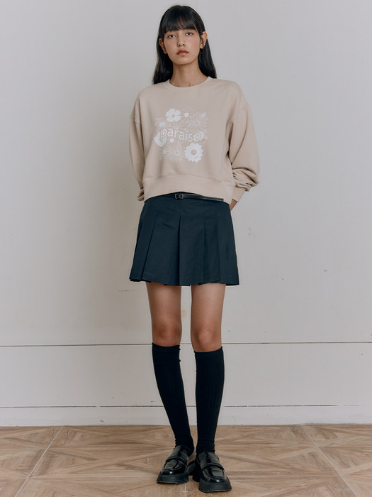 FLOWER PRINT CROPPED SWEATSHIRT [3 Color]