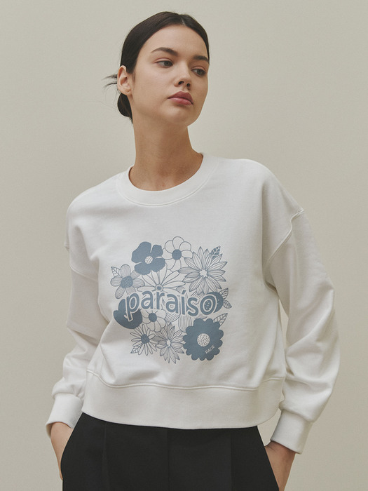 FLOWER PRINT CROPPED SWEATSHIRT [3 Color]