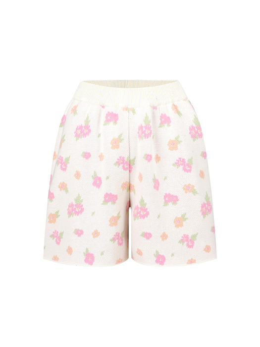 SPRING FLOWER KNIT SHORTS (CREAM)