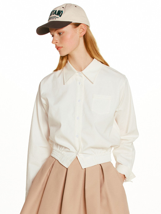 KAILUA Cropped shirt (Cream white/Pink gingham check/Baby pink)