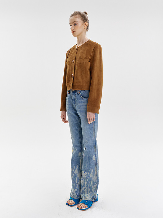 Suede Crop jacket [Brown]