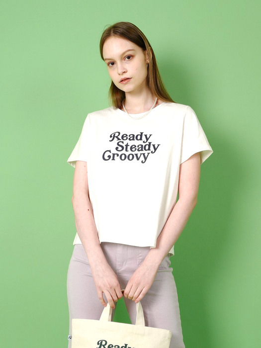 ready steady groovy T-shirt(white_navy)