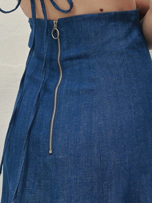 Fyona Linen Denim Mermaid Skirt [Indigo Blue]