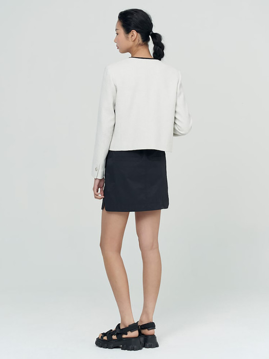 Tweed Combination Jacket  Ivory White(KE2311M050)