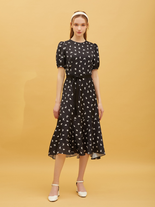 Allover Cat Pattern Dress_BK