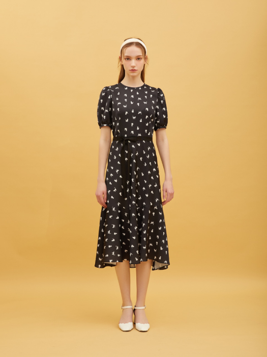 Allover Cat Pattern Dress_BK