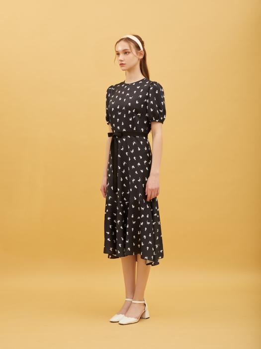 Allover Cat Pattern Dress_BK