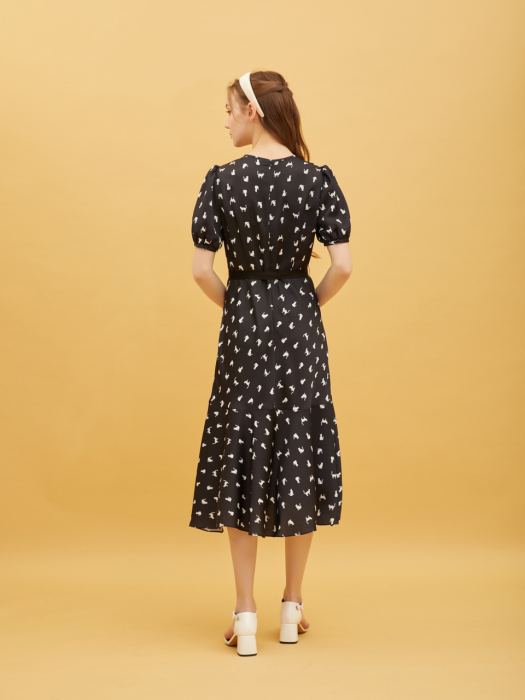 Allover Cat Pattern Dress_BK