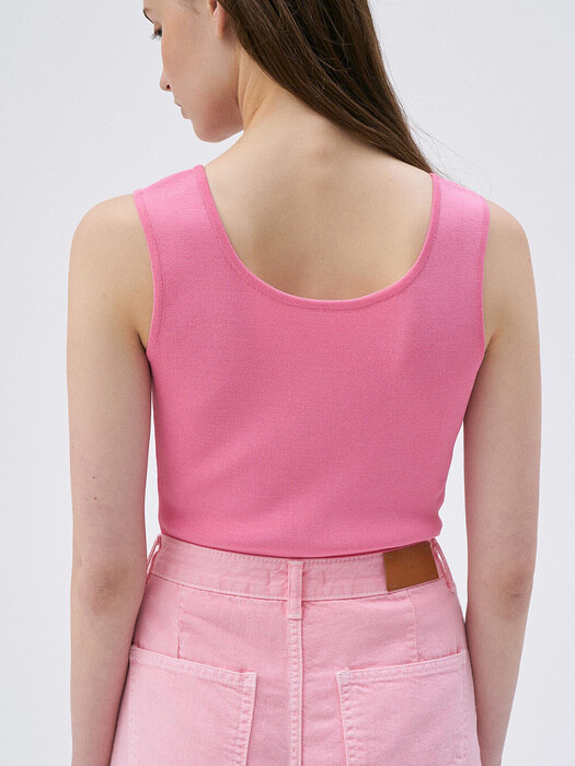 [단독]Two-Way Sleeveless Knit Top-Pink