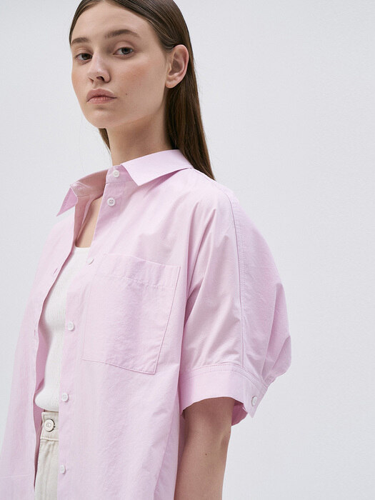 [단독]Cotton Placket Shirt-Pink