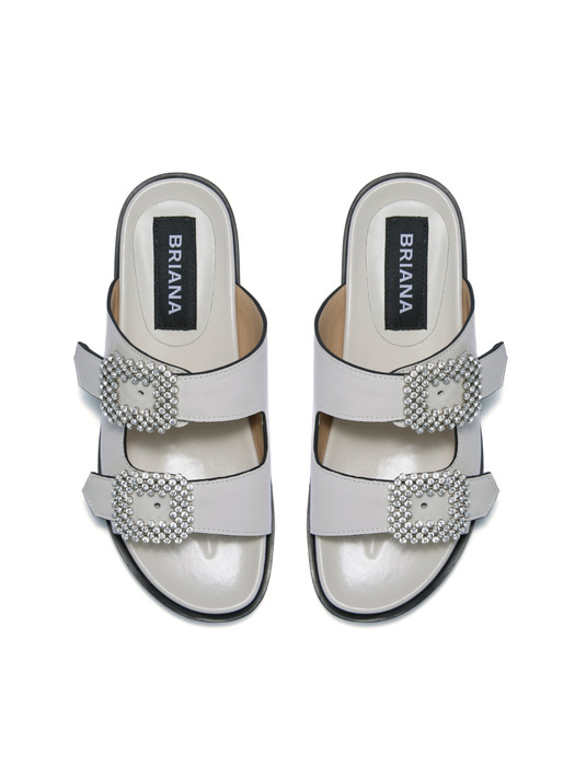 Square Crystal Slippers_Cream