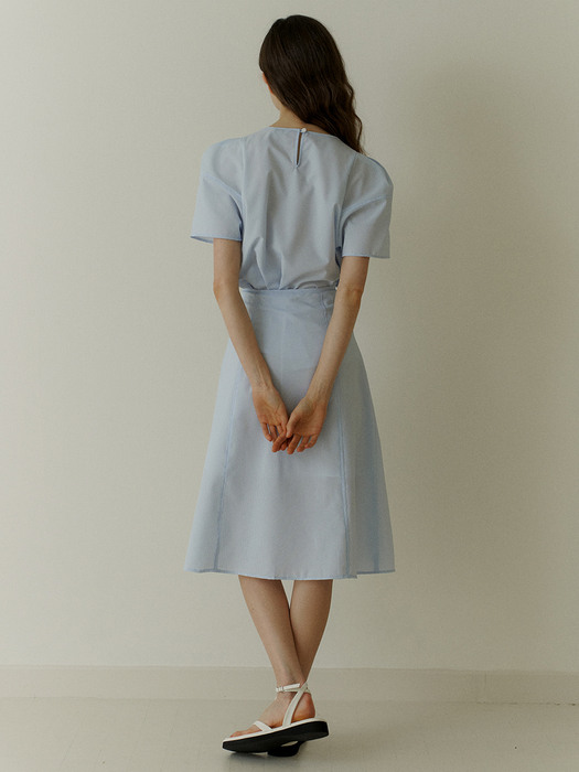  3.68 (시어서커) Airty skirt (Blue stripe)