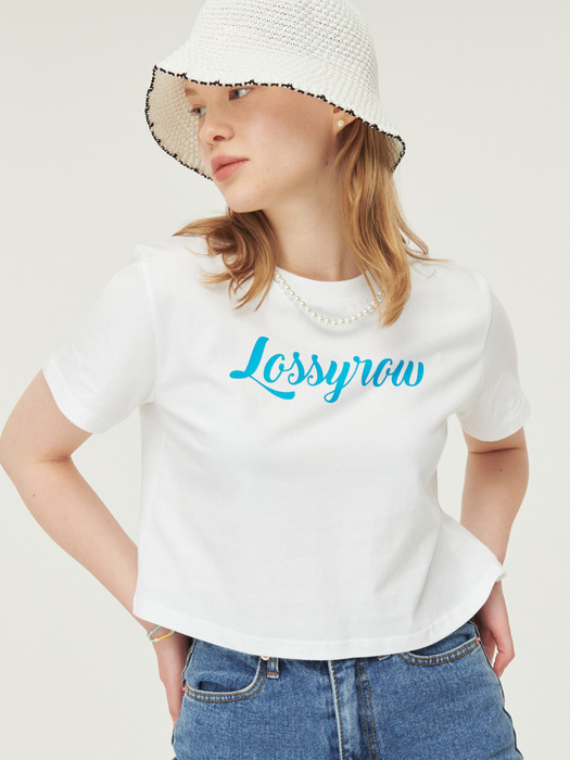 Logo Crop Half Sleeve T-Shirt [white]