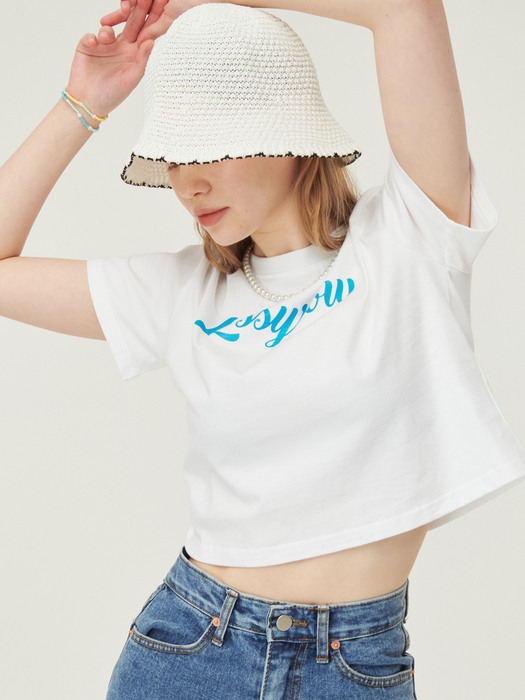 Logo Crop Half Sleeve T-Shirt [white]