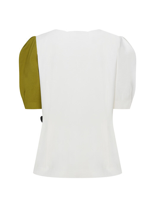 White & Green Blouse with Wavy Line