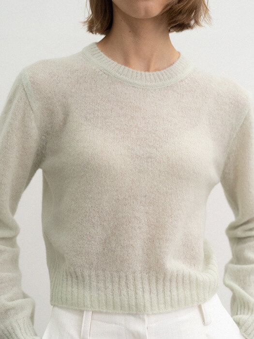 [리퍼브] [단독] alpaca crop round knit (mint)