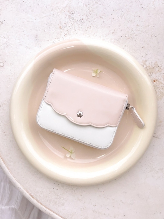 Florine zipped wallet - white & pale pink