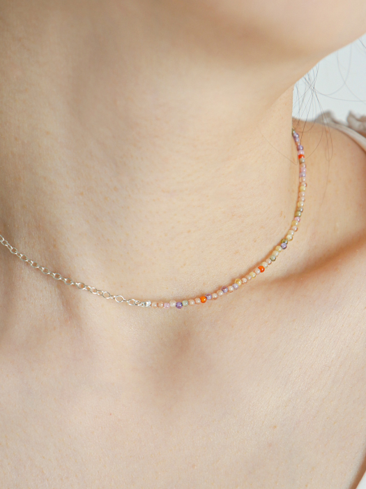 Rainbow zircon Silver Necklace In355 [Silver]