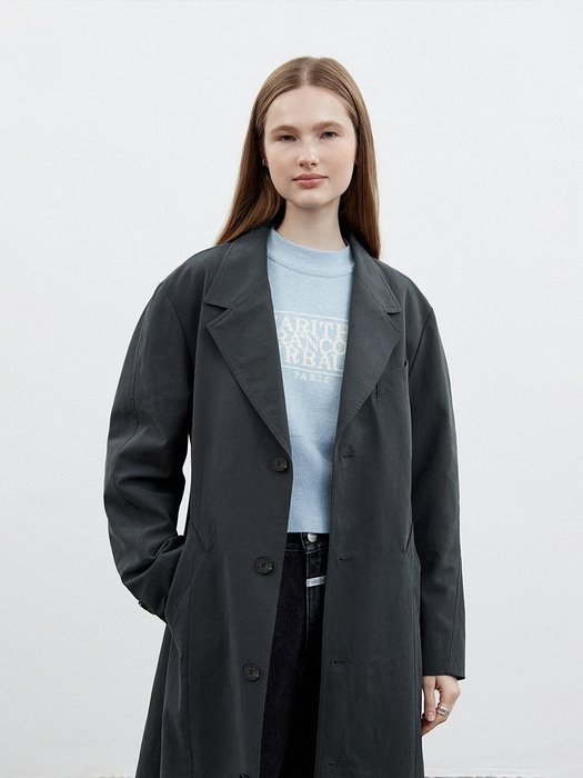 W SINGLE TRENCH COAT charcoal