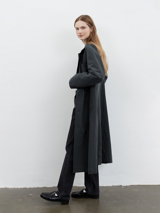 W SINGLE TRENCH COAT charcoal