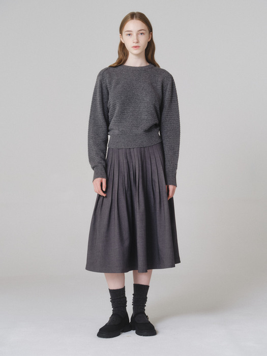 Volume pleats skirt (grey)