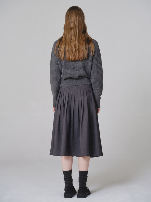 Volume pleats skirt (grey)