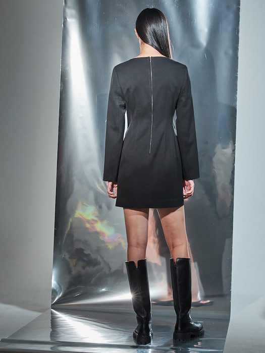 Slit Detail Mini Dress  Black (KE2971M015)