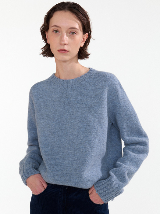 British crewneck wool pullover (Ash blue)