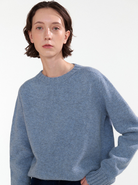 British crewneck wool pullover (Ash blue)