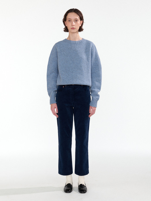 British crewneck wool pullover (Ash blue)