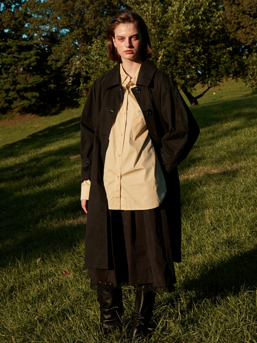PUFF SLEEVE TRENCH COAT_STRONG BLACK