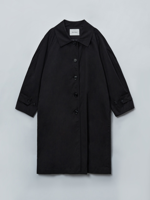 PUFF SLEEVE TRENCH COAT_STRONG BLACK